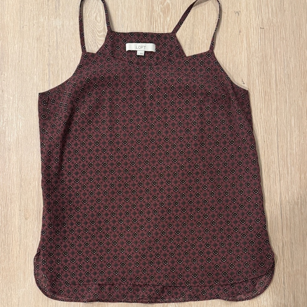 LOFT Women's Patterned Maroon Camisole
